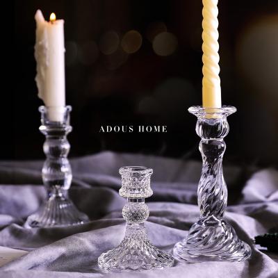 China Romantic Retro Europe Boreal Style XiuTeng Crystal Glass Candle Holder and American Glass Candlelight Dinner Props Candlestick Holder for sale