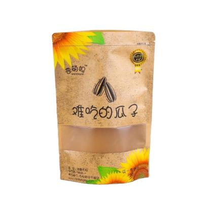 China Recyclable Barrier Stand Up Craft Paper Coffee Bag With Transparent Window for sale