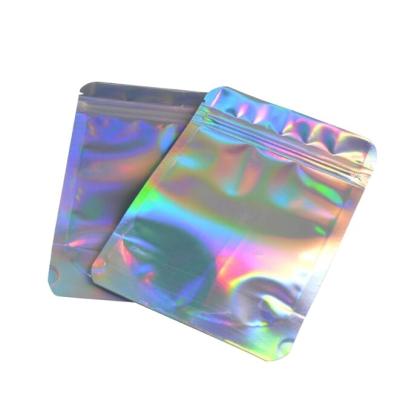 China Custom Printed Barrier Hologram Zipper Bag Printed Holographic Mylar Ziplock Bag for sale