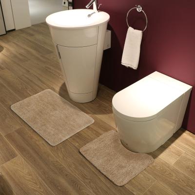 China Fashion Washable Custom Home Decorative Bathroom Rug Set 2 Piece Soft Feeling Solid Color Anti Slip Cushioned Bath Mats for sale