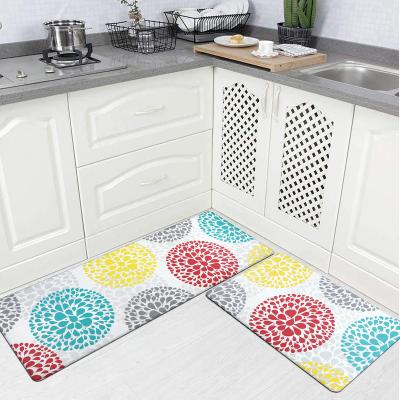 China 2 Pcs Fashion Washable Home Decorative Waterproof Kitchen Mats Rugs Carpet 3D Printing Pattern Anti - Fatigue Washable Kitchen Runner Mats for sale