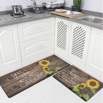 China Reversible Custom HD Printing Non Skid Durable Kitchen Mat 2 Pcs Relieve Office Standing Mat Oil Proof PVC Printing Kitchen Mats Runner for sale