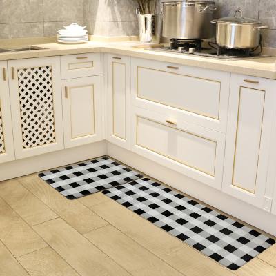 China Hot Selling Home Decor Reversible Set 2 Kitchen Mats Checkered Anti Fatigue Non-Slip Durable Waterproof Rug Kitchen Floor Mat for sale