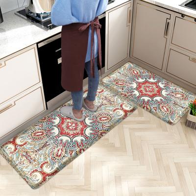 China Custom Reversible Oil Proof PVC Printing Kitchen Bohemian Blanket Set 2 Pieces Rectangle Fashion Home Decor Comfort Kitchen Floor Standing Mats for sale