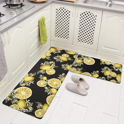 China Custom High Quality Reversible Set of 2 Kitchen Floor Mats Home Decorative Kitchen Cover Waterproof Non-slip PVC Printing Kitchen Floor Mat for sale