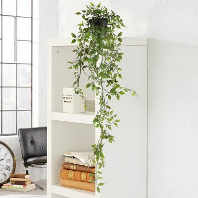 China Natural Hot Selling Artificial Mandala Wall Hanging Contact Green Plant For Wall Decoration Basket Indoor Living Room Hanging Plastic Green Plants for sale