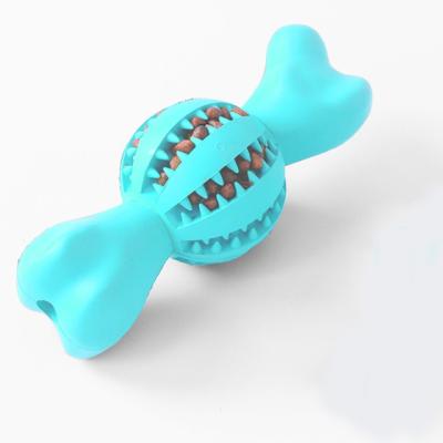 China New Dog Treat Toy Viable Blue Rubber Tooth Cleaner Dog Chew Smart Cleaning Toy for sale