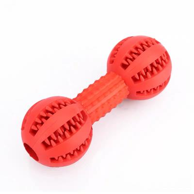 China New Design Viable Dental Gum Dumbbell Double Ball Interactive Rubber Dog Toy Puppy Training for sale