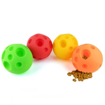 China Larger Low MOQ Viable Safety Soft Snack Dog Chew Ball Vinyl Food Dog Toy for sale