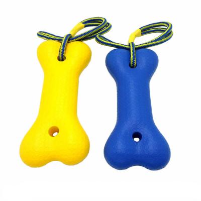 China Last Viable Cheap EVA Foam Bone Shape Dog Chew Toy Pet Toy With Rope for sale