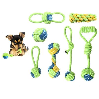 China 7 Sets New Sustainable Green Cotton Hemp Rope Heavy Duty Bite Chewing Dog Chew Hemp Rope Dog Toy for sale