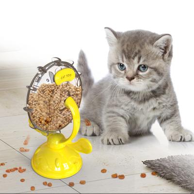 China Faulty Damper Viable Toy Cat Food Turntable Windmill Cat Treat Dispenser Interactive Pet Cat Lighter Toy for sale