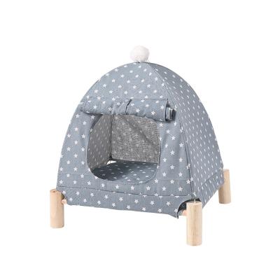 China Stars and Dots Pattern Bracket Easy To Wash Mechanical Build A Tent Kennel Camping Beach Pet Tent for sale