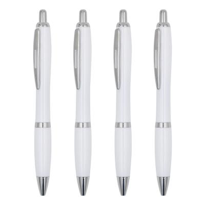 China Promotional Clip Pen Classic Plastic White Ball Pen With Customer Logo Pen High Quality Promotional Metal for sale