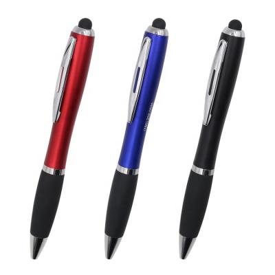 China Agriculture plastic click stylus pen with lighting logo, plastic pen with led light logo, ball pen with logo for sale