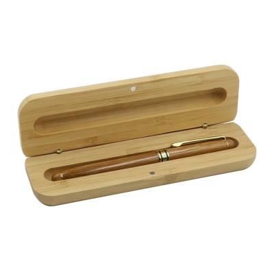 China Seed Fountain Pen Box Pen Set Recyclable Bamboo Medium Golden Gift Box for sale