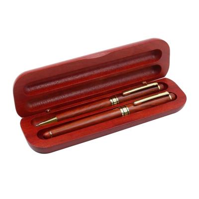 China Recyclable Personalized Wooden Pen Set Matching Pen Trackball Set Wooden Gift Box Pen Case for sale