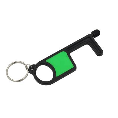 China Promotion Gifts Latest Arrival Logo Safe Keychain Customized Contactless Keychain With Stylus No Touch Door Opener for sale