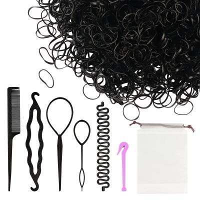 China 6PCS 1000PCS Mini Black Soft Elastic Hair Bands Soft Styling Elastic Hair Bands Factory Small Links Pony Pick Cutter Section Comb Hair Ponyta for sale