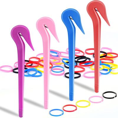 China Soft Elastic Rubber Hair Ties Remover 4pcs Pony Pick For Cutting Pony Hair Bands Pain Free Tool 50pcs Colo Ponytail Remover for sale