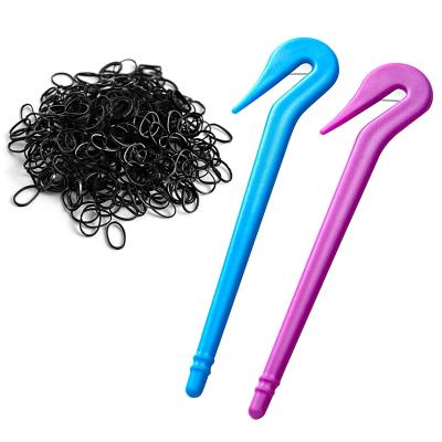 China Premium 300pcs Mini Elastic Ties Soft Elastic Bands For Kids With 2pcs Hair Bands Remover Cutter for sale