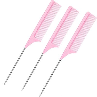 China Fashion 3 Packs Rat Tail Carbon Fiber Pin Rat Tail Comb Steel Heat Resistant Teasing Combs With Stainless Steel Pintail for sale