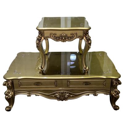 China European luxury antique gold coffee table set for sale