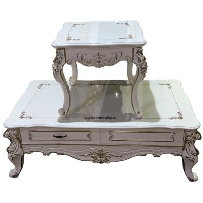 China European luxury antique white coffee table set for sale