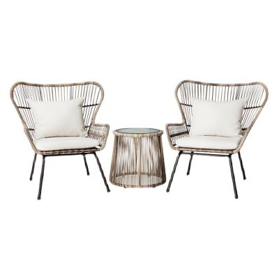 China Eco-friendly\UV Resistant\water Proof\weather Resistant Outdoor three-piece rattan chair set leisure outdoor furniture rattan chair balcony rattan chair garden set for sale