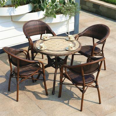 China Waterproof Outdoor tables and chairs leisure patio balcony tables and chairs set outdoor terrace garden waterproof outdoor rattan furniture for sale