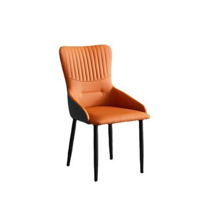 China Luxury Scandinavian style home parlor chair dining room luxury two-color leather exterior soft seat sponge upholstered hotel chairs for sale