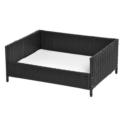 China Washable and water-resistant Hand-woven with all-weather PE rattan style design pet beds with cushion for sale