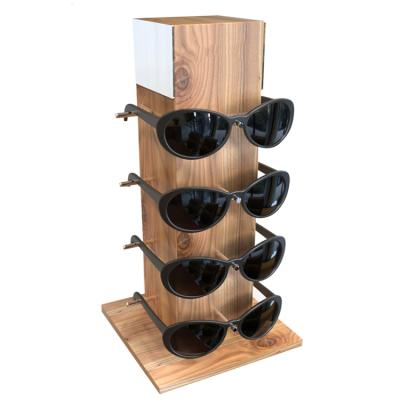 China Eco Friendly Customized Wooden Table Display Rack Countertop Sunglasses Display Stand for sale