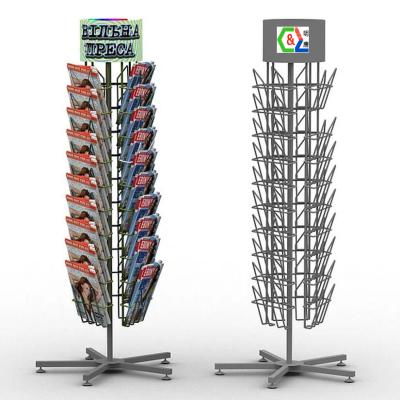 China Heavy Duty Free Standing Store Brochure Rack Metal Wire Magazine Display Rack Floor Stand for sale