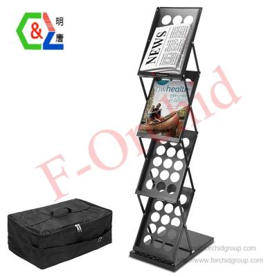 China Corrosion Resistance Folding Display Magazine Brochure Catalog Literature Rack Rack Metal Display Rack Retail Store Display Fixtures for sale