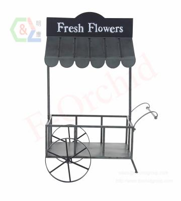 China Advertising Farm Metal Flower Cart With Roof for sale