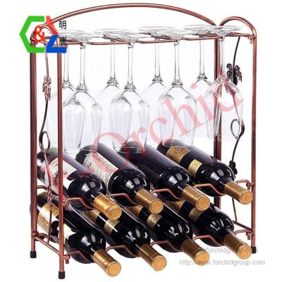 China F-Orchid Wine Glass Rack Holder Countertop Durable Metal Wine Glass Shelf Storage Display Rack for sale