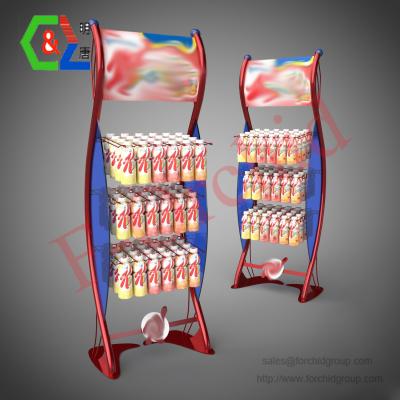 China Heavy Duty Customized Metal Wire Display Rack For Beverage Promotional Beverage Display Stand for sale