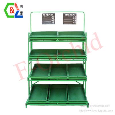 China The Single Sided 3 Tier Fruit Vegetable Bread Food Grocery Display Rack for sale