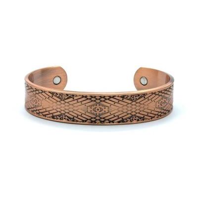 China Winfavour Geometric Magnetic Therapeutic Wellness Pure Copper Bracelet For Man for sale