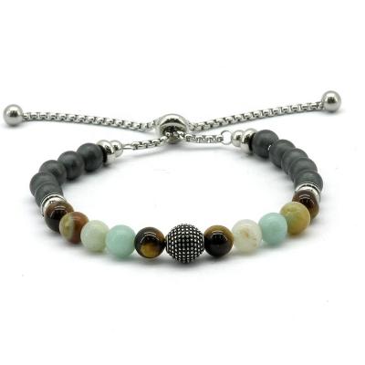 China New Winfavour Design Good Quality Tiger Eye Amazonite Gemstones Magnetic Energy Healing Environmental Friendly Yellow Therapeutic Bracelet For Ladies for sale