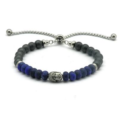 China Good Quality Environmental Friendly Lazulite Winfavour Stones Natural Buddha Stainless Steel Magnetic Beaded Bracelets For Women for sale