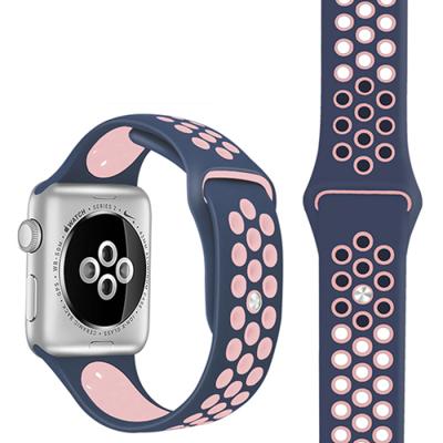 China Popular factory price replacement sports silicone straps with hole skin contact smartwatch band for apple watch for sale