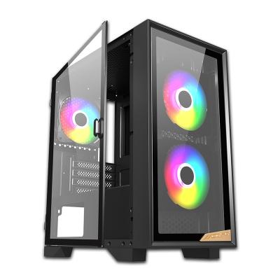 China New Product Tempered Glass ATX Case Desktop Computer Desk Gorgeous Desktop Case USB3.0 Tower Computer Gaming Casing Mi PC Cabinet 2023 for sale