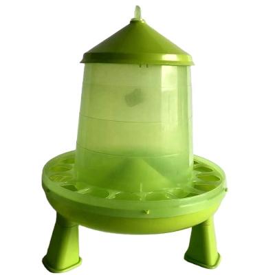 China Visible Wholesale Automatic Chicken Feeder Green Transparent Plastic Poultry Feeder With Legs for sale