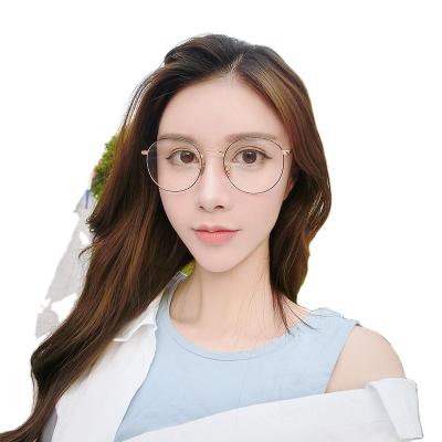 China Retro Metal Optical Frame Round Gold Glasses Flat Thin Wire Rim Unisex Eyewear Glasses Frame Optical Men for sale