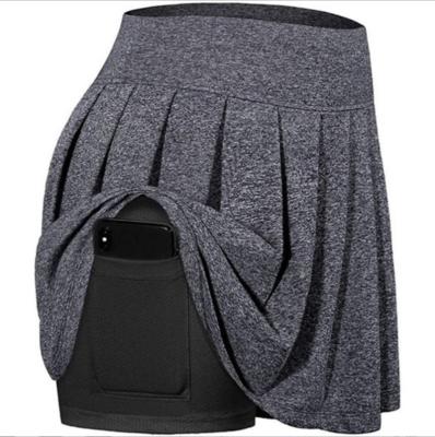 China Breathable Women Sports Skirt Direct Elastic Price Pleated Side Pockets 4 Way Stretch Workout Running Yoga Short Pants for sale