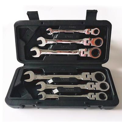 China Wholesale 6PCS Chrome Vanadium Steel Professional Flexible Frame Ratchet Wrench Plastic Set for sale