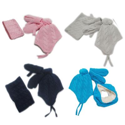 China Medium Winter Baby Hats Beanie Sets 3 Pcs Bulk Gloves And Hat Sets For Kids for sale