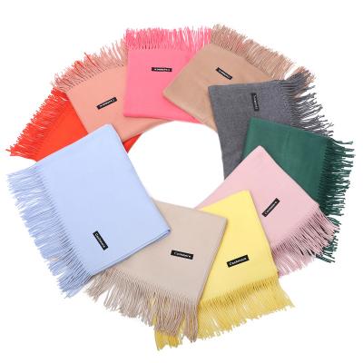 China Decorative& Warm Simple Cashmere Scarf Blanket Shawl Scarves For Women Elegant Solid Colors for sale